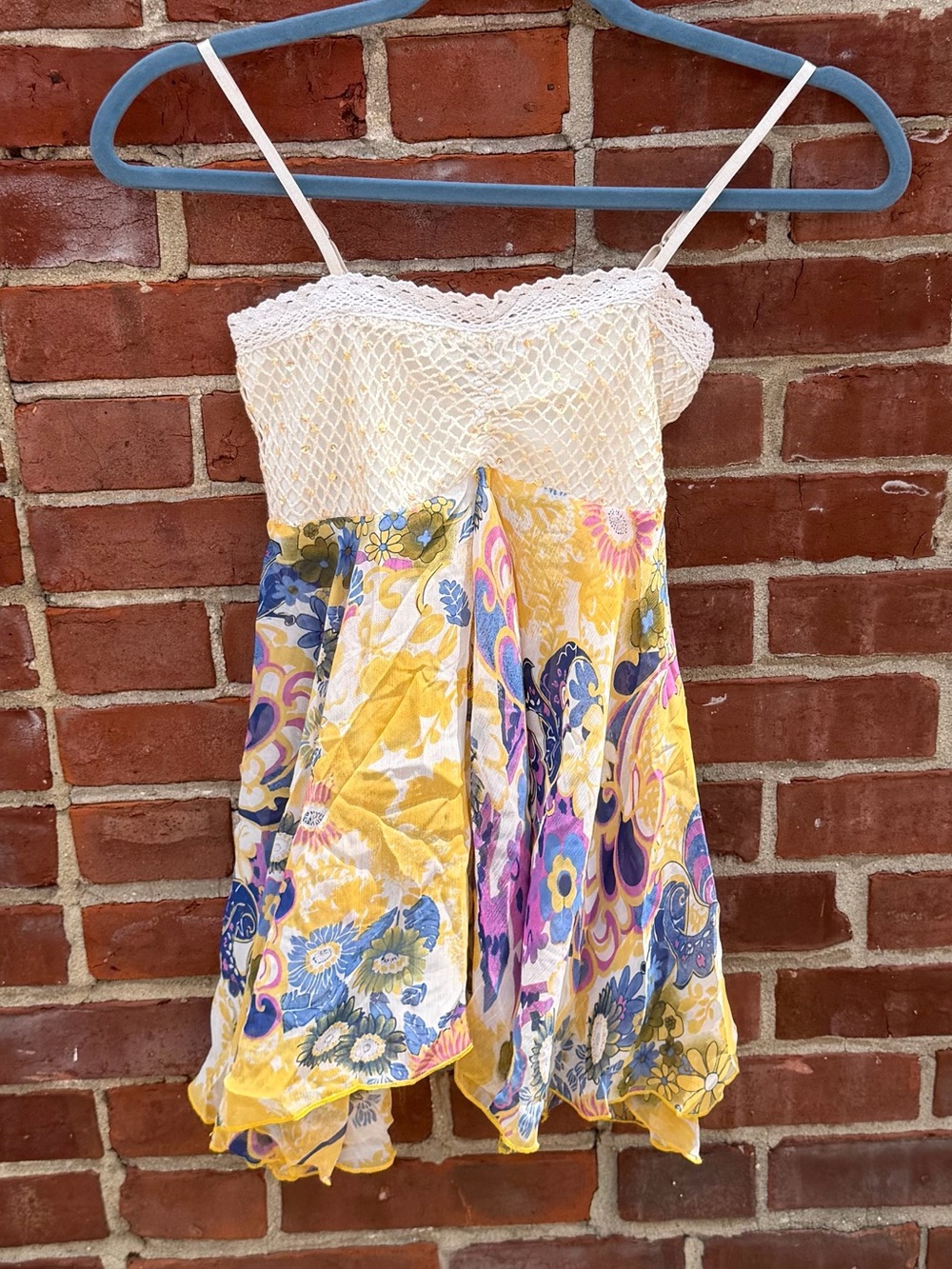 Michel Boho Crochet Sequin Floral Cami Top Y2K Fairycore